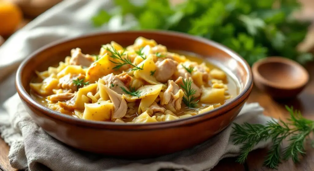 Mâncare de varză cu carne de curcan și mărar