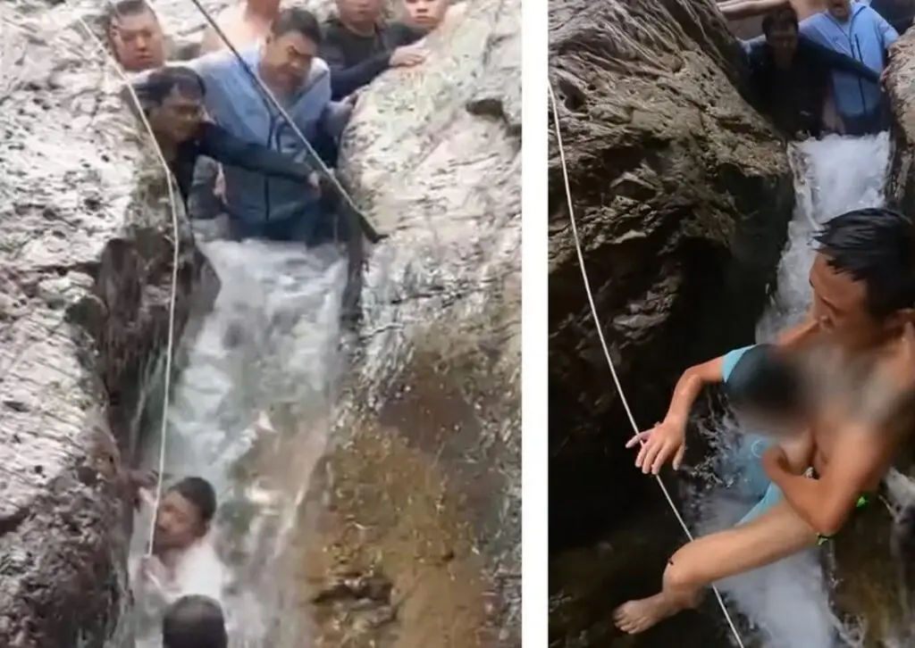 Un lanț uman a oprit curentul unui râu pentru a salva un copil - Familie fericită