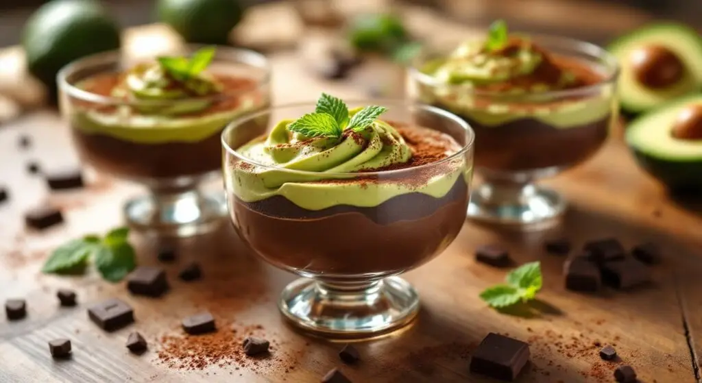 Mousse de ciocolată cu avocado și miere de salcâm