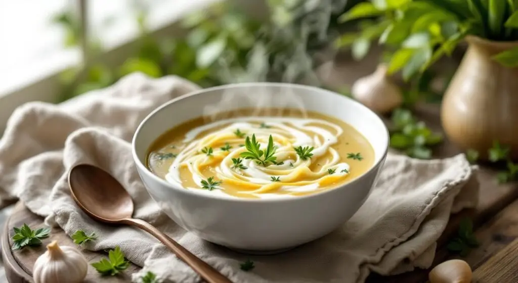 Ciorbă de leurda cu ouă și smântână