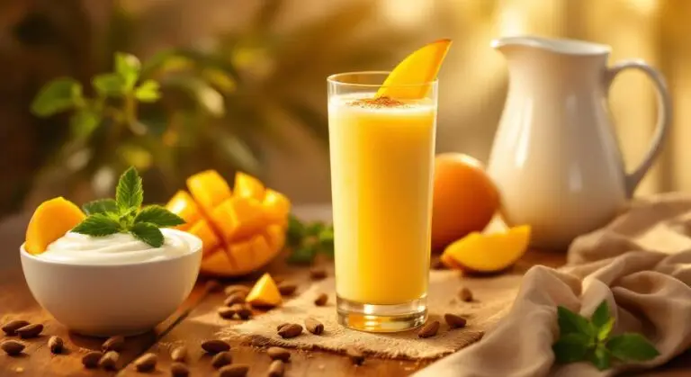 Lassi de mango cu cardamom și lapte de cocos