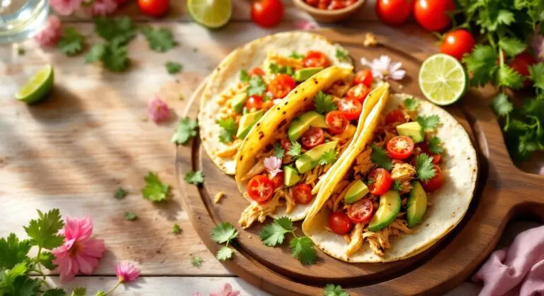 Tacos de primăvară cu pui la grătar, avocado și salsa de roșii cherry