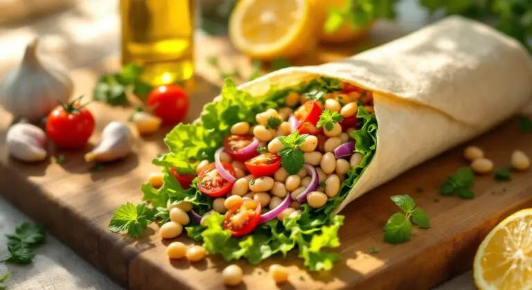 Wrap-uri de primăvară cu ton, fasole albă și legume crocante