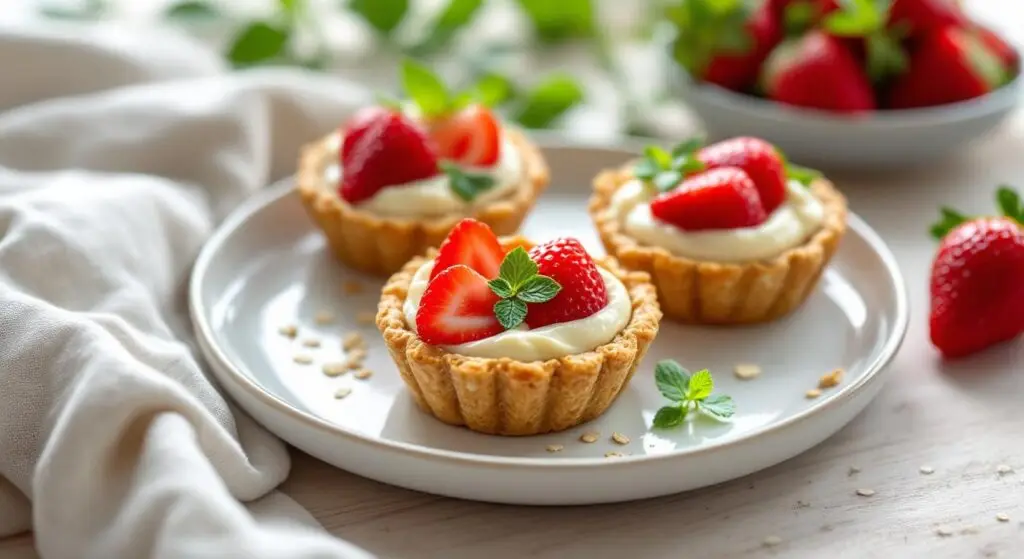 Tarte cu Căpșuni și Cremă de Ricotta pe Bază de Ovăz