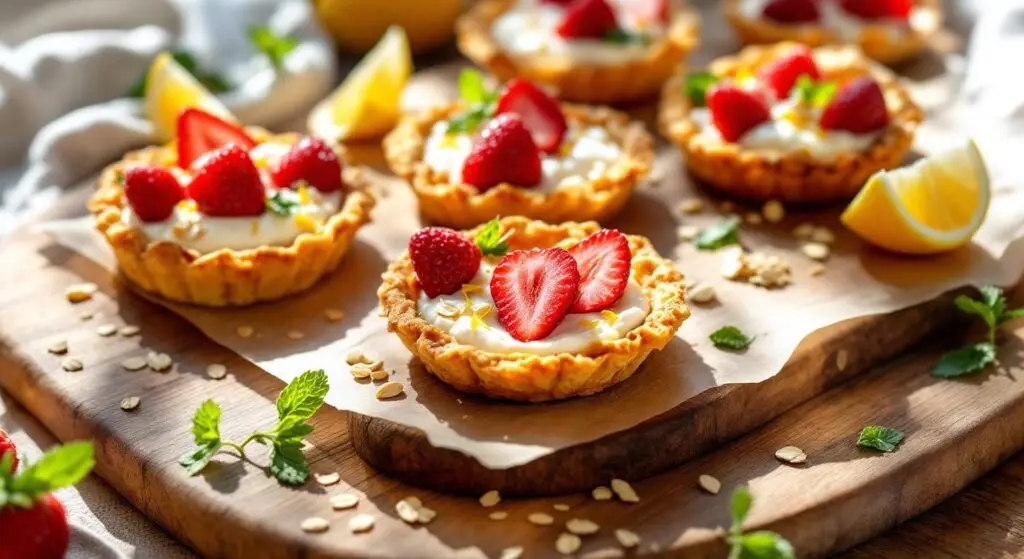 Tarte rustice cu căpșuni și cremă de ricotta cu lămâie