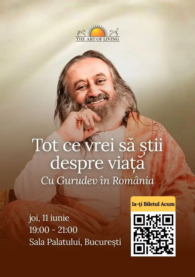 Sri Sri Ravi Shankar vine pentru prima oară în România — o seară despre pace interioară și echilibru emoțional